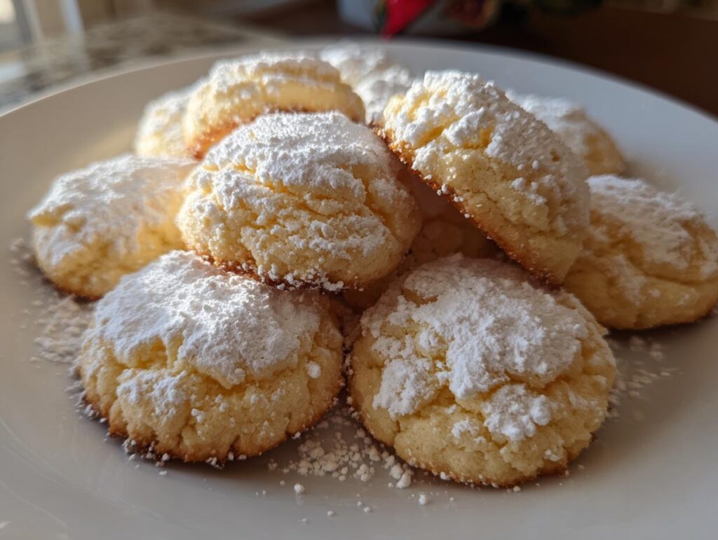 Montón de polvorones caseros espolvoreados con azúcar glas, perfectos para recetas fáciles de Navidad en España.