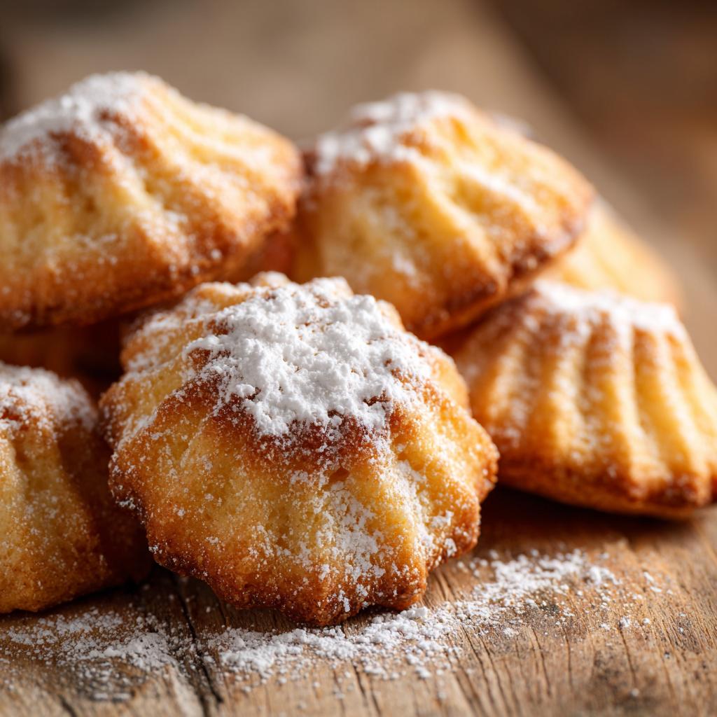 Polvorones navideños tradicionales españoles espolvoreados con azúcar glas sobre mesa de madera