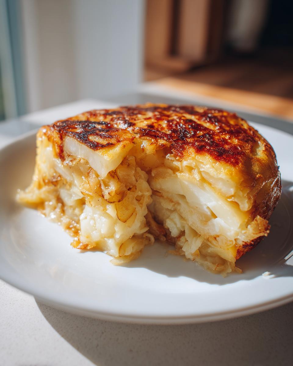 Un trozo de tortilla española casera, perfecta para recetas para fiestas familiares España.