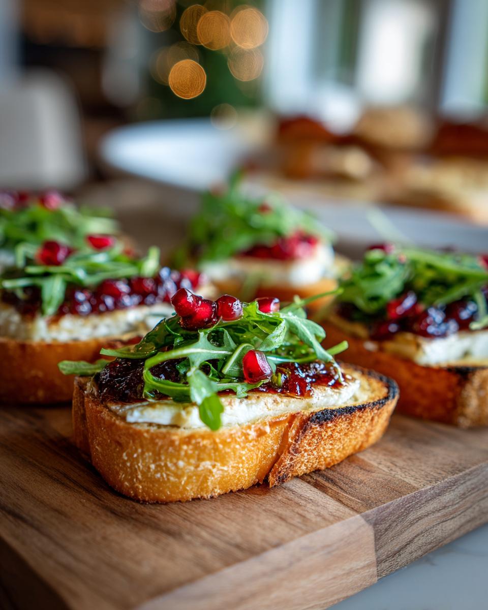 Tostadas con ingredientes frescos y rúcula, parte de recetas de aperitivos románticos
