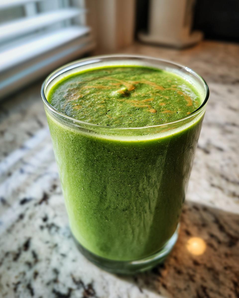Vaso con batido verde, un ejemplo de batidos saludables para el desayuno.
