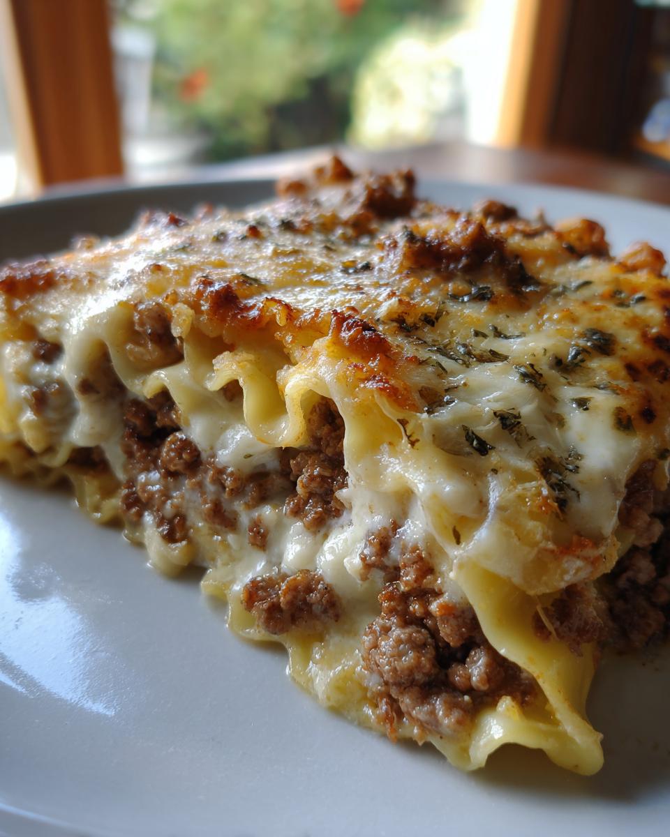 Close-up de canelones de carne tradicionales con carne molida y salsa gratinada.