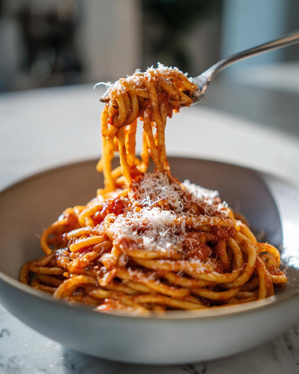 Plato de espaguetis con salsa roja y queso rallado, servido en un bol, recetas saludables para niños