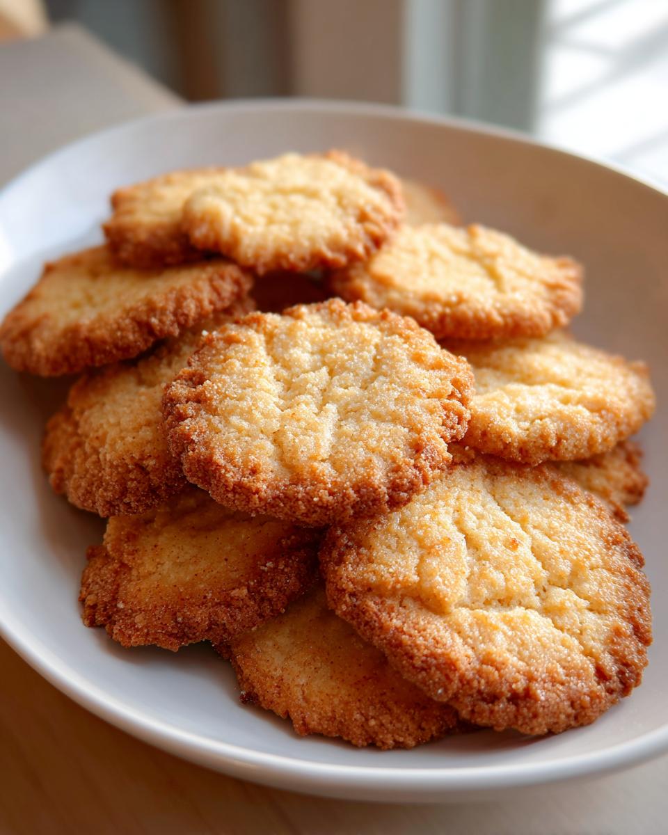 Galletas caseras crujientes en un plato blanco, ideales para recetas dulces para regalar