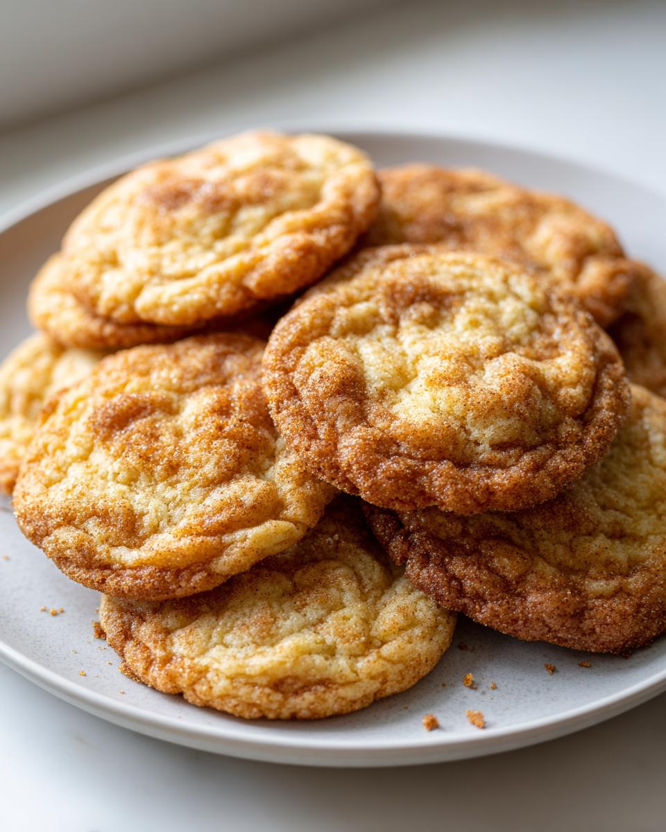 Montón de galletas caseras fáciles doradas y crujientes en un plato gris.