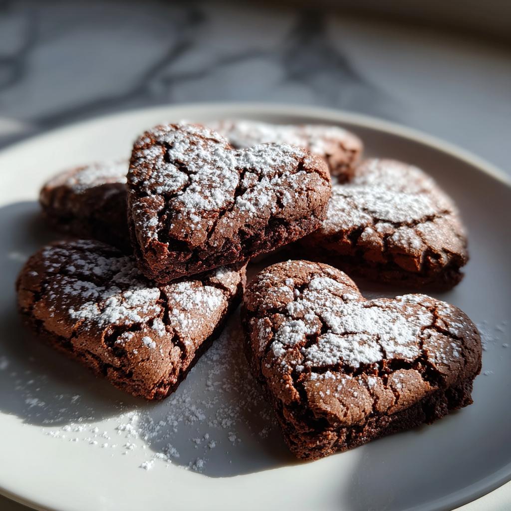 Galletas con chocolate para san valentín en forma de corazón con azúcar glas espolvoreada