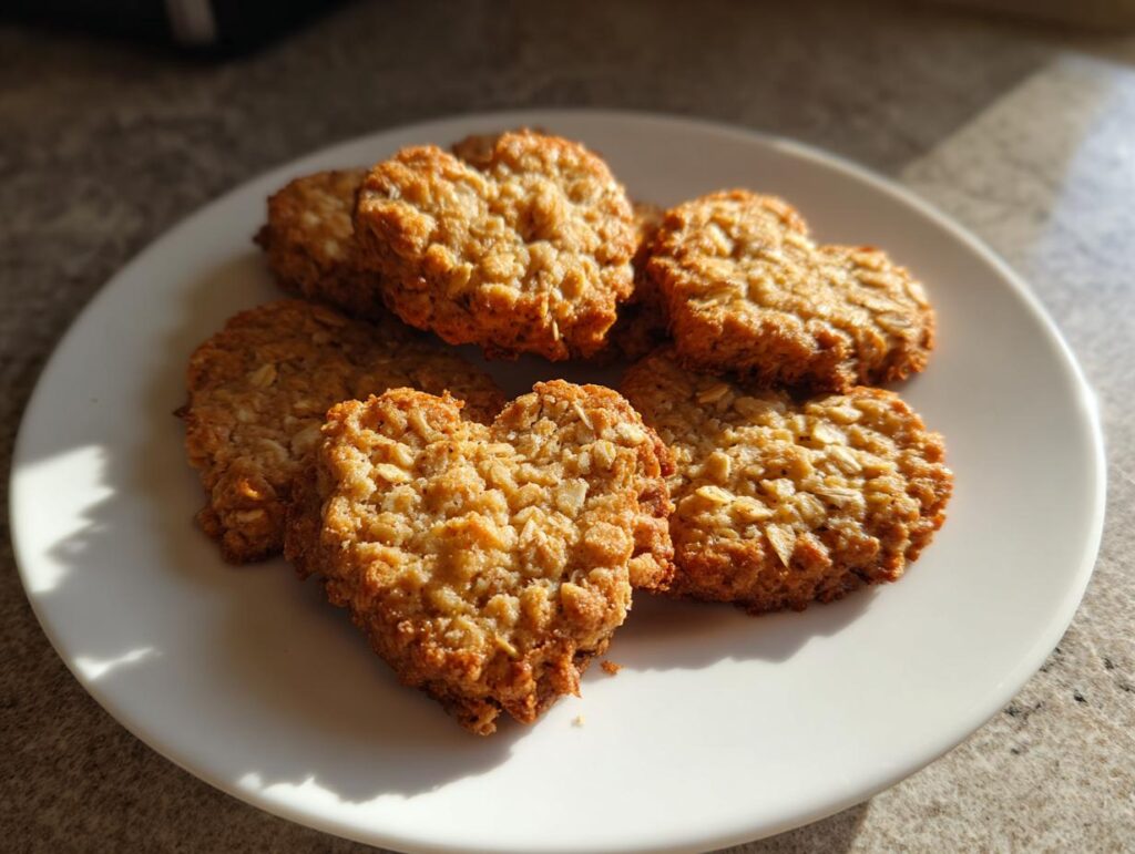 Plato con galletas caseras en forma de corazón sin azúcar para San Valentín