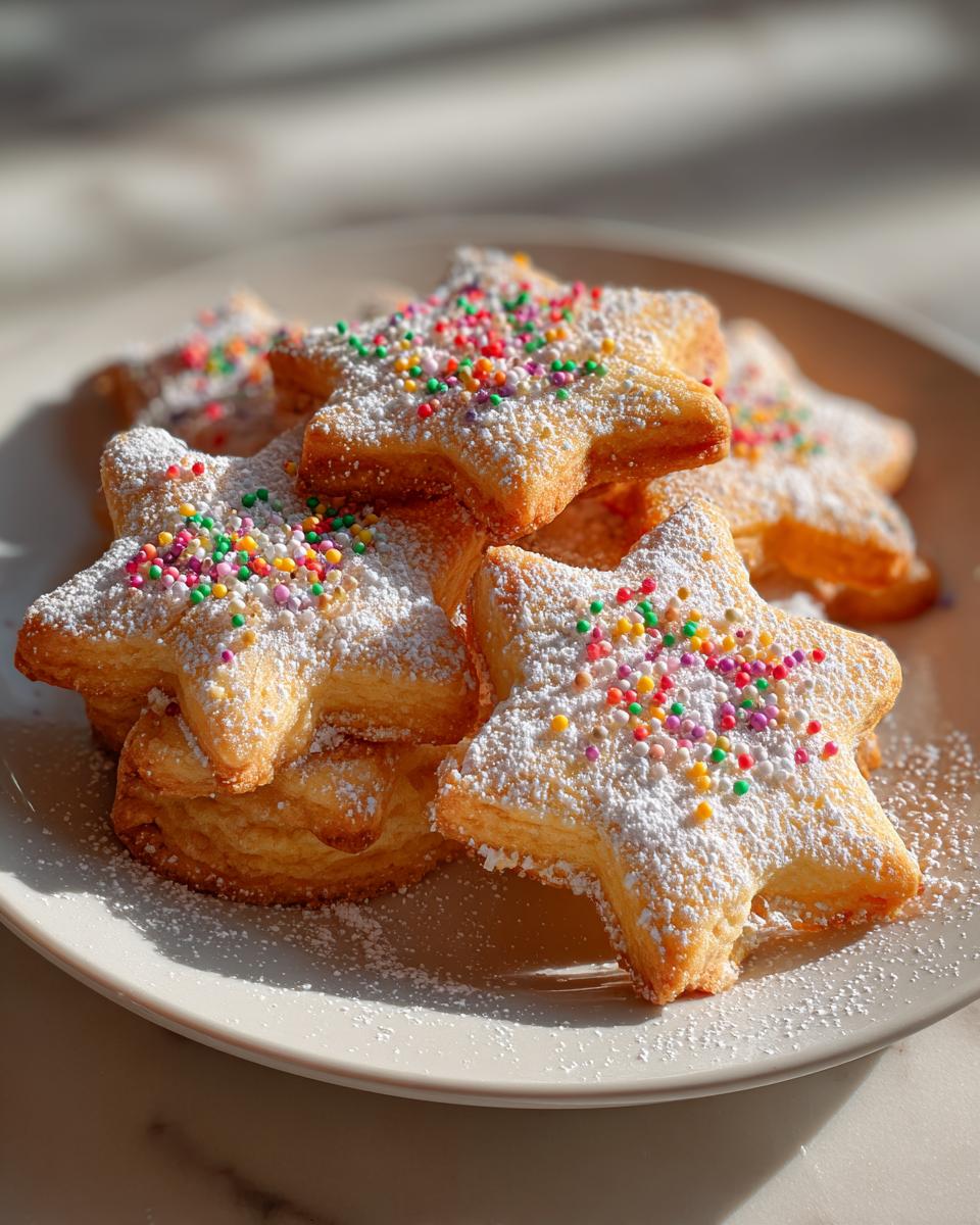 Galletas de Navidad fáciles en forma de estrella con azúcar glas y confites de colores