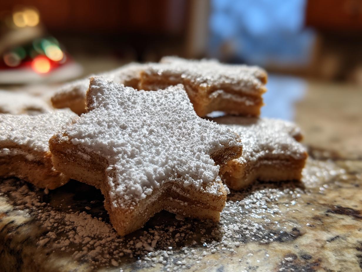 Galletas de Navidad económicas en forma de estrella espolvoreadas con azúcar glas
