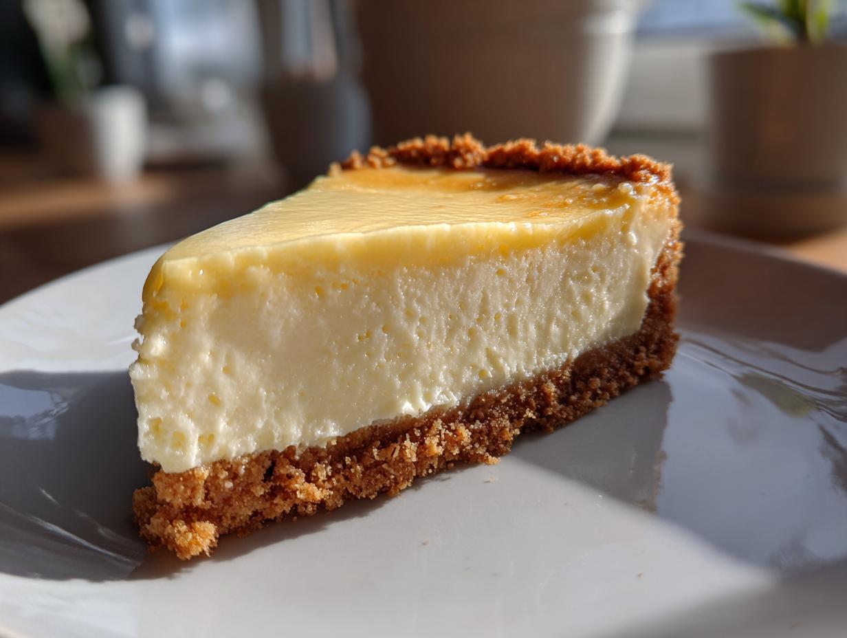 Porción de pastel con base crujiente y relleno cremoso, ideal para postres para san valentín.