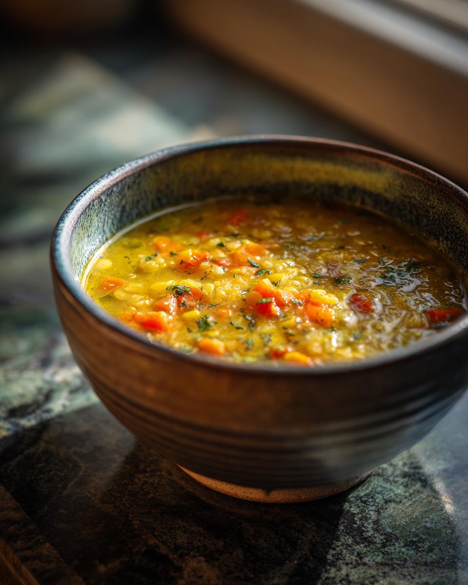Tazón con sopa caliente con verduras ideal para recetas rápidas para días fríos