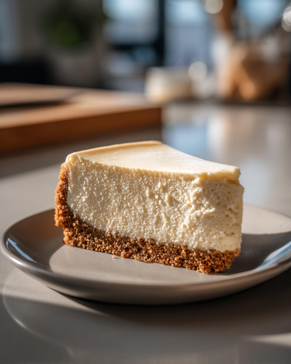 Rebanada de tarta de queso cremosa en plato, ideal como postres para compartir en pareja