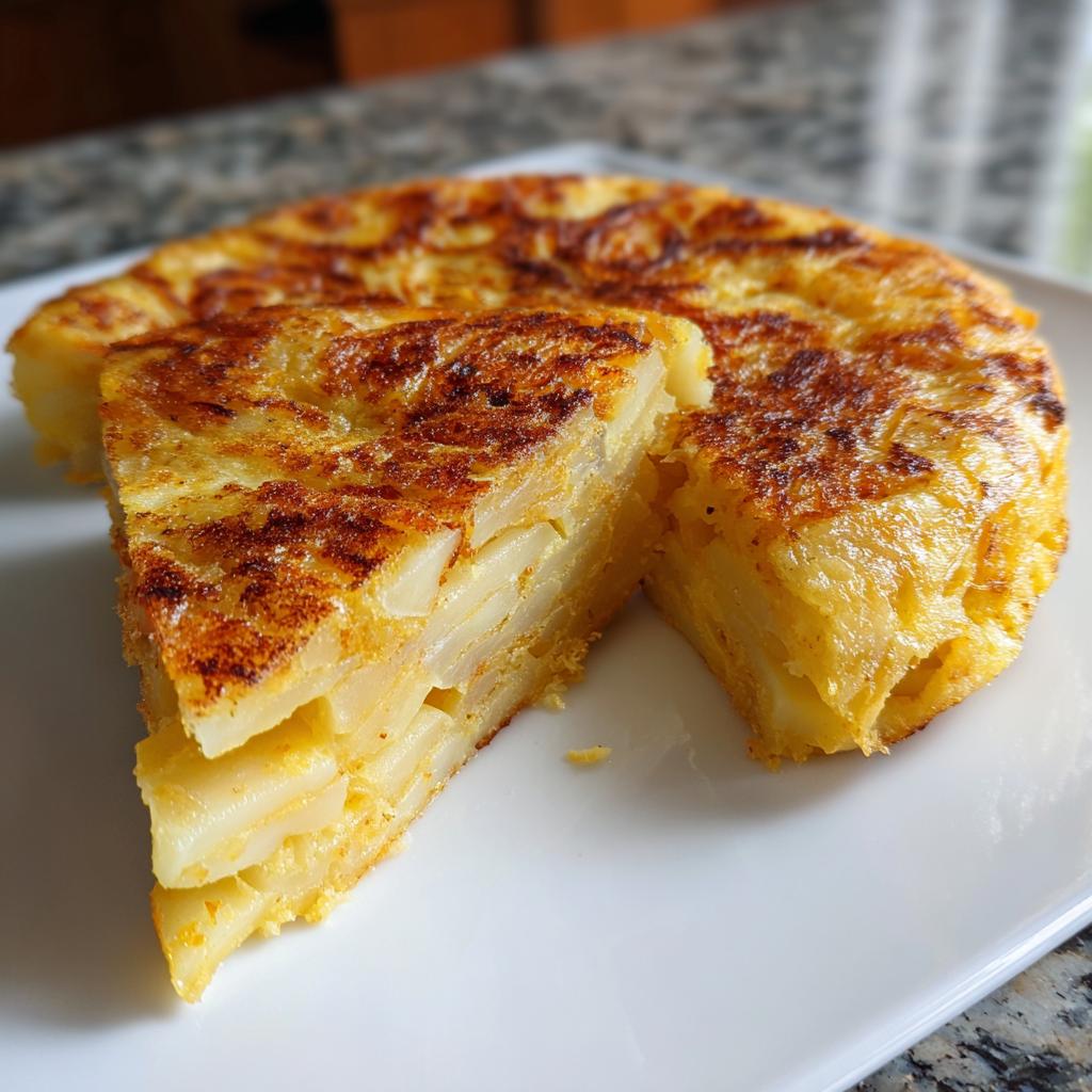 Tortilla de patatas cortada en porciones mostrando su interior jugoso receta fácil para cenar
