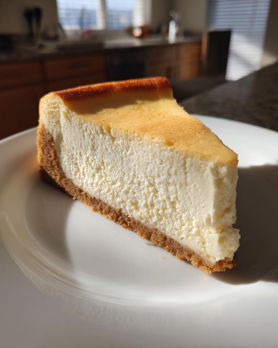 Rebanada de tarta de queso San Valentín con base de galleta en un plato blanco