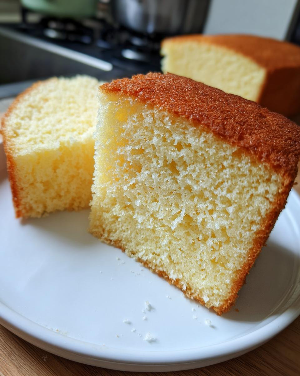 Rebanadas de bizcocho esponjoso casero con textura suave y dorada.