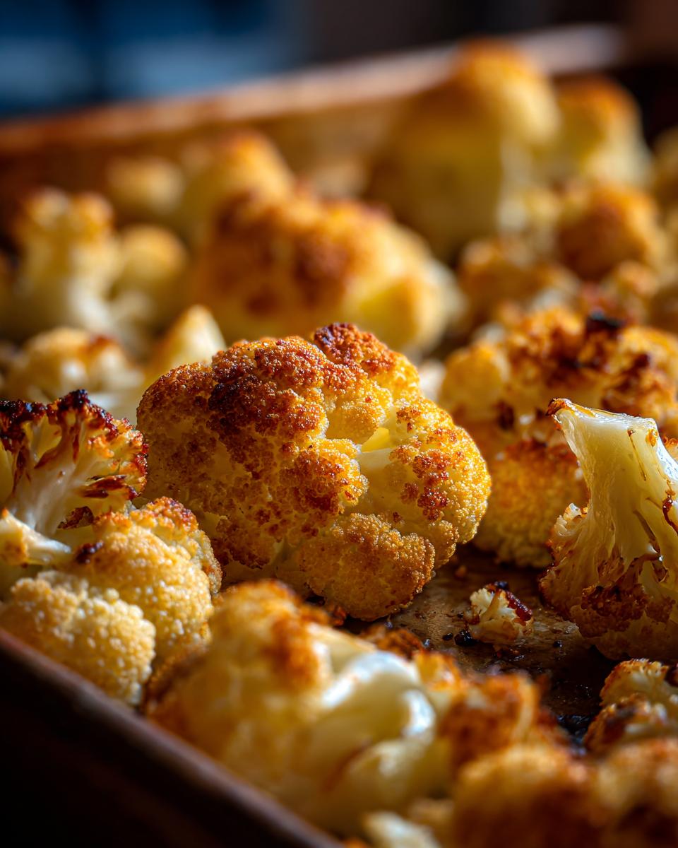 Coliflor al horno dorada y crujiente en bandeja de horno