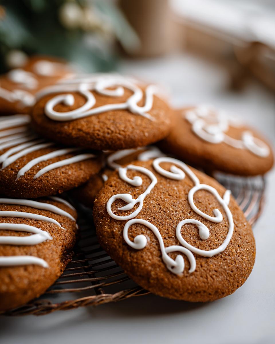 Galletas de jengibre decoradas con glaseado blanco, ideales para recetas de navidad para principiantes