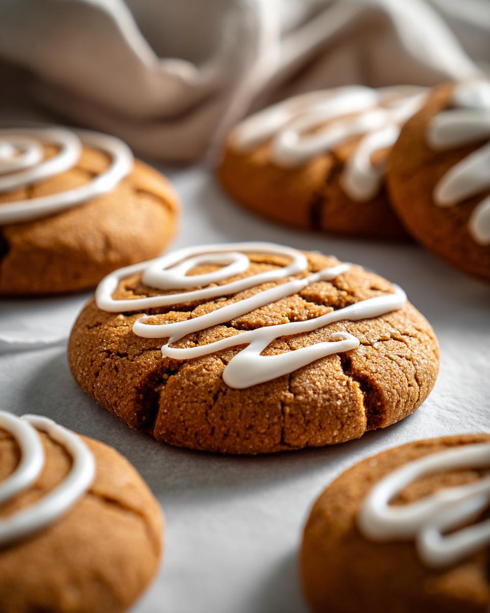 Galletas navideñas decoradas con glaseado blanco sobre papel de hornear.