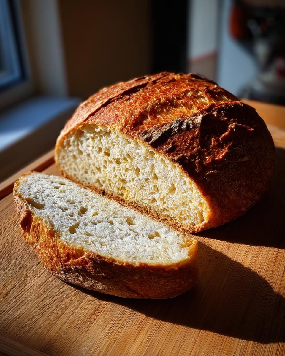 Pan sin gluten casero con corteza dorada y miga esponjosa sobre tabla de madera