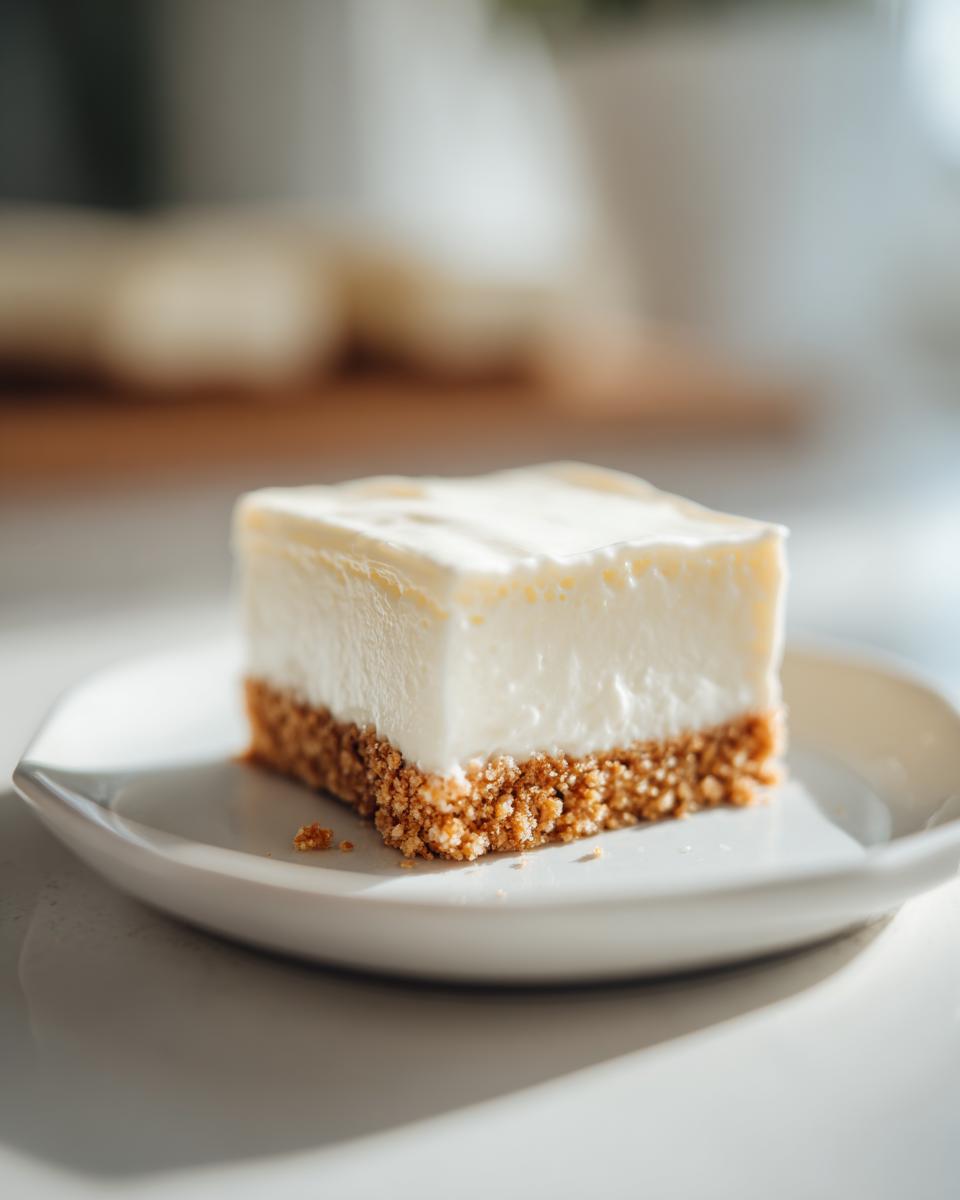 Porción de postre sin horno para días calurosos con base de galleta y capa cremosa blanca