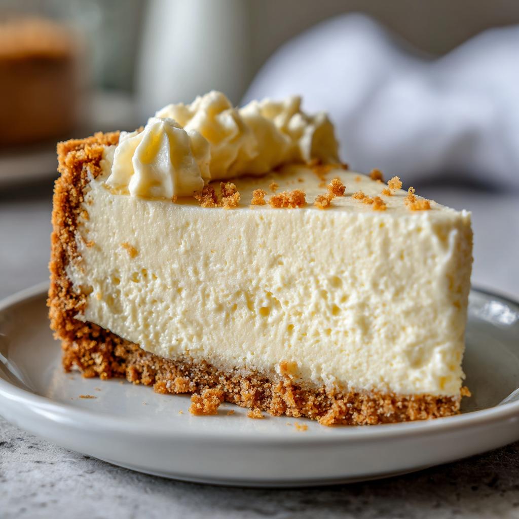 Porción de tarta cremosa con base de galleta y crema batida, postres fáciles sin horno
