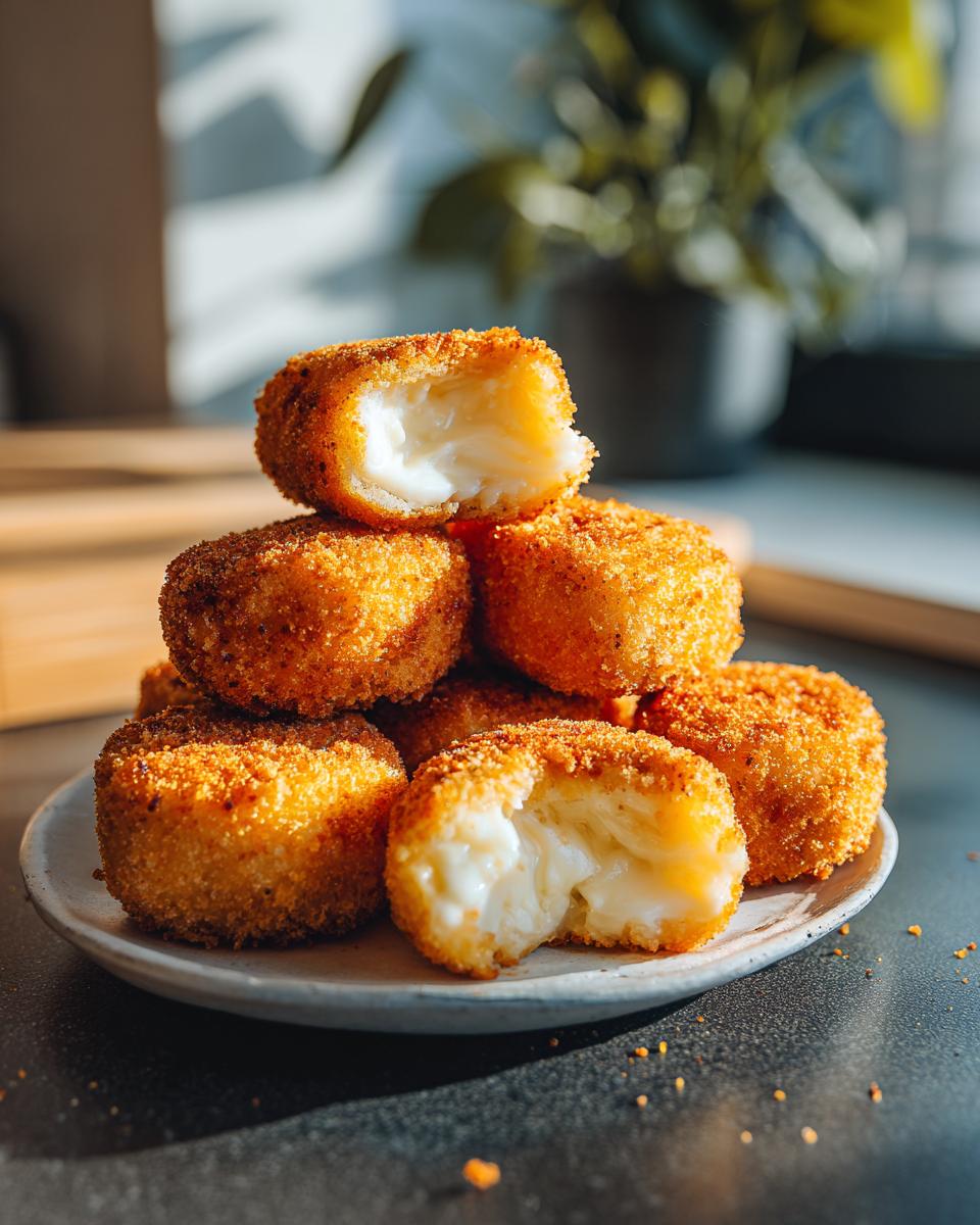 Croquetas cremosas caseras doradas y crujientes con interior suave y cremoso en plato blanco.