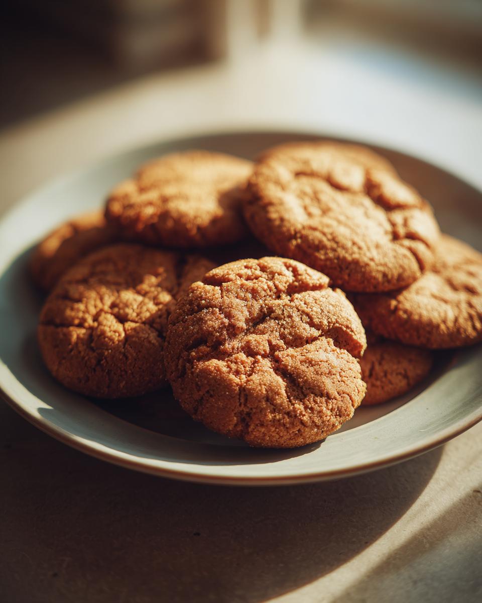 Plato con varias galletas caseras doradas y crujientes al sol.