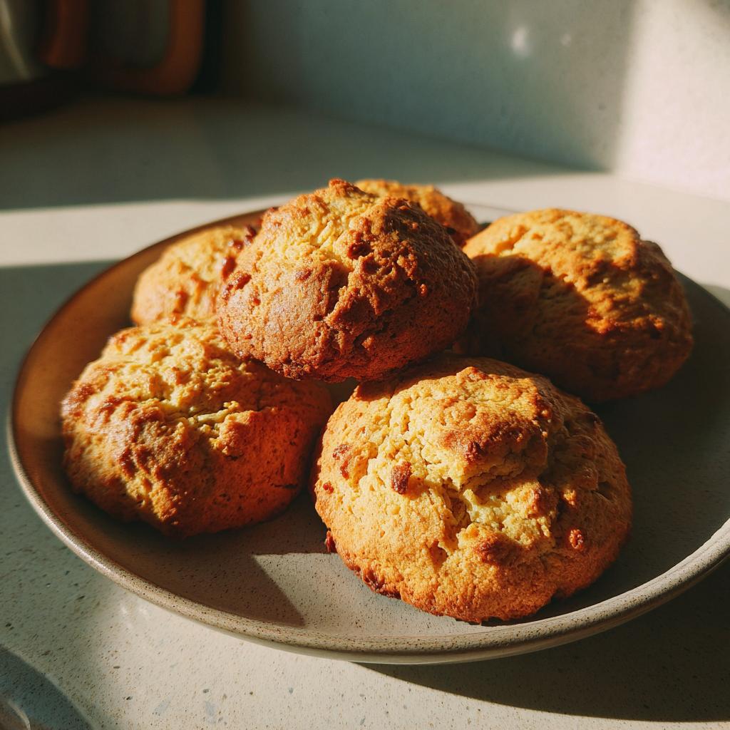 Plato con varias galletas caseras doradas y crujientes al sol