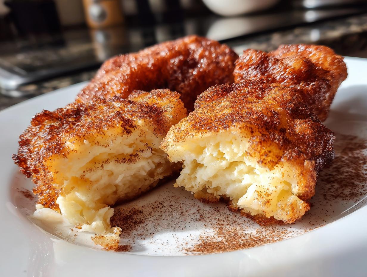 Porción de leche frita tradicional con textura cremosa y canela espolvoreada en plato blanco
