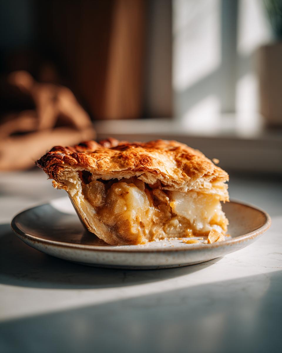 Porción de pastel casero con relleno cremoso en un plato, ideal para postres de Pascua.
