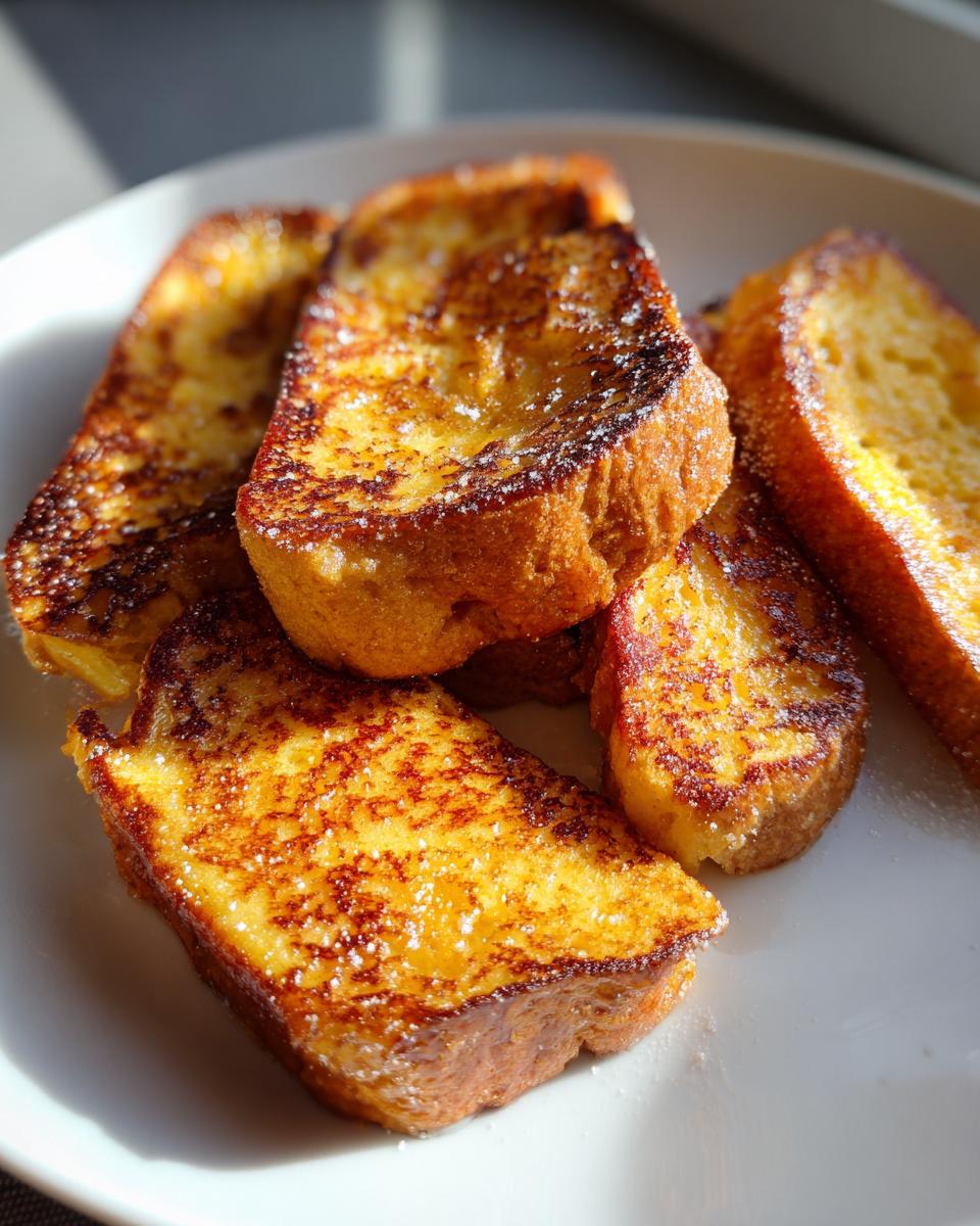 Plato con varias torrijas doradas y espolvoreadas con azúcar, típicas recetas de Semana Santa.
