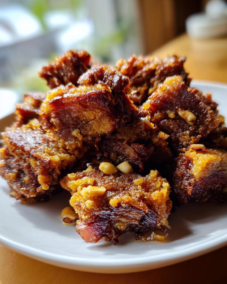 Trozos dorados y crujientes de mofongo puertorriqueño servidos en un plato blanco.